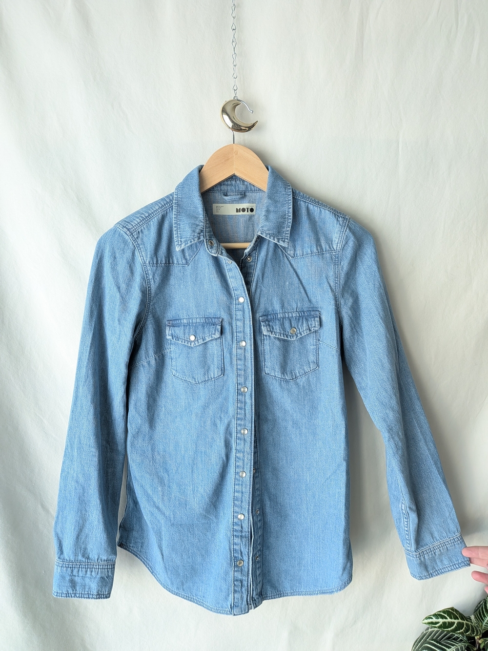 Topshop Light Blue Denim Button-Down Shirt